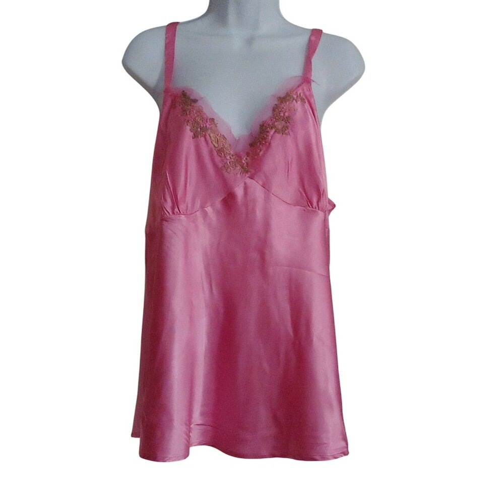 Cotton Express Pink Y2K Babydoll Cami Top 100% Silk 3X Floral Fairy